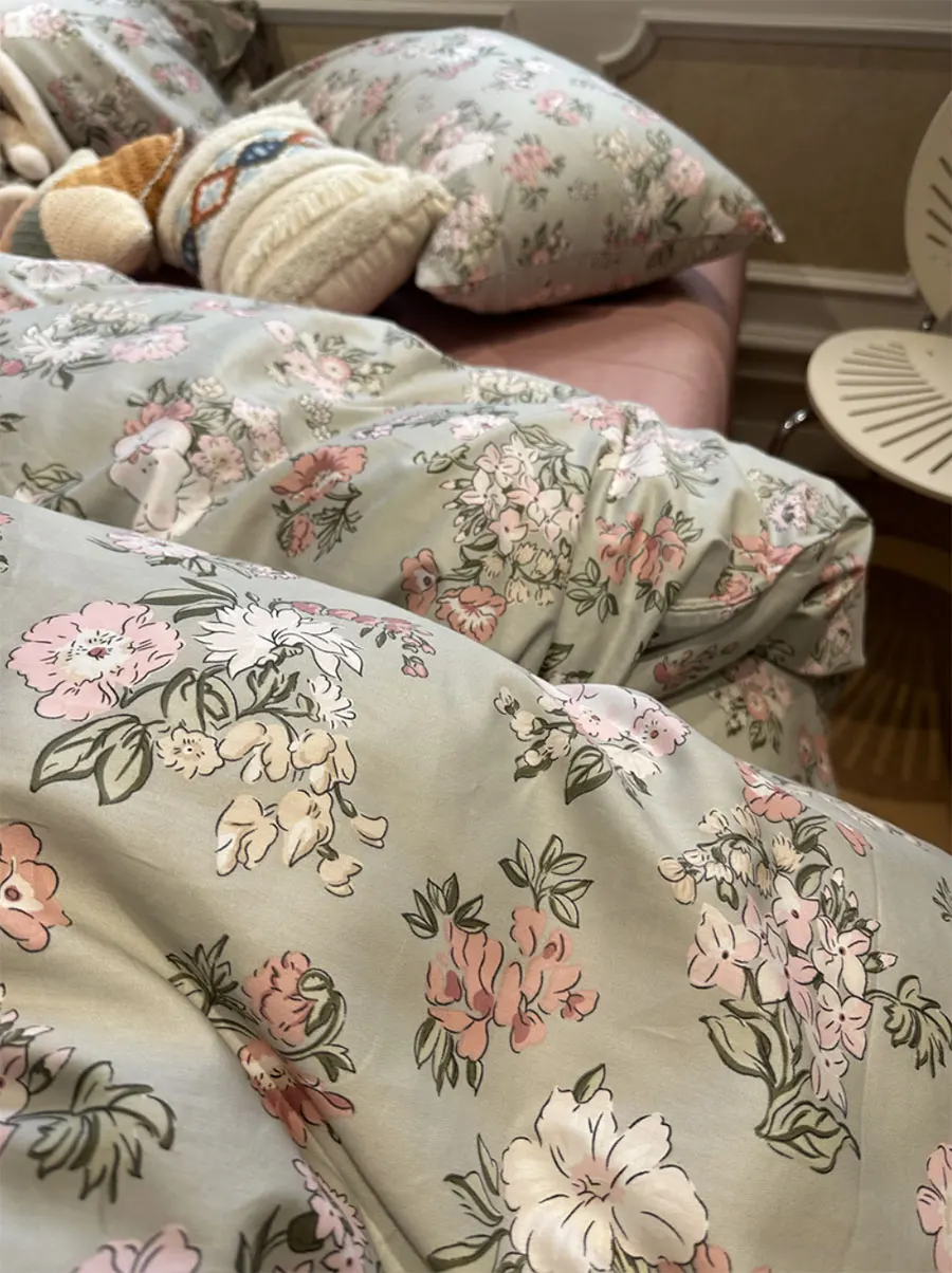 

Европейский Американский кантри цветочный Комплект для девочек-подростков, двойная полноразмерная двуспальная хлопковая домашняя текстильная простыня наволочка пододеяльник