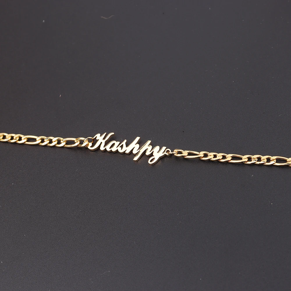 Браслет ручной работы Фигаро из нержавеющей стали с гравировкой имени