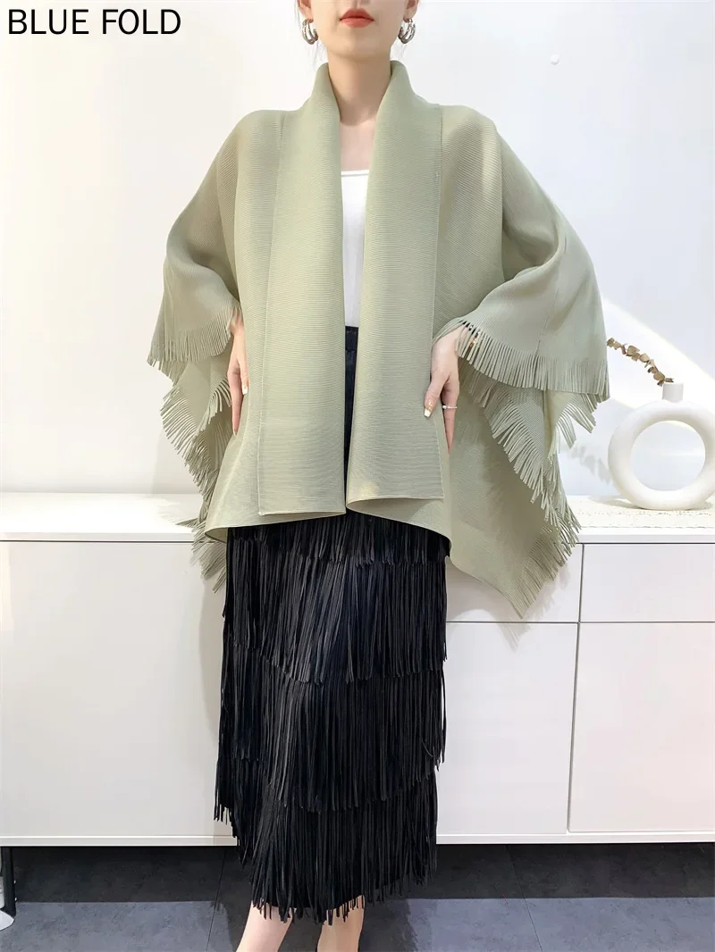 MIYAKE PLEATS Casaco Femini весенне-осенний кардиган с шалью и кисточками женское свободное