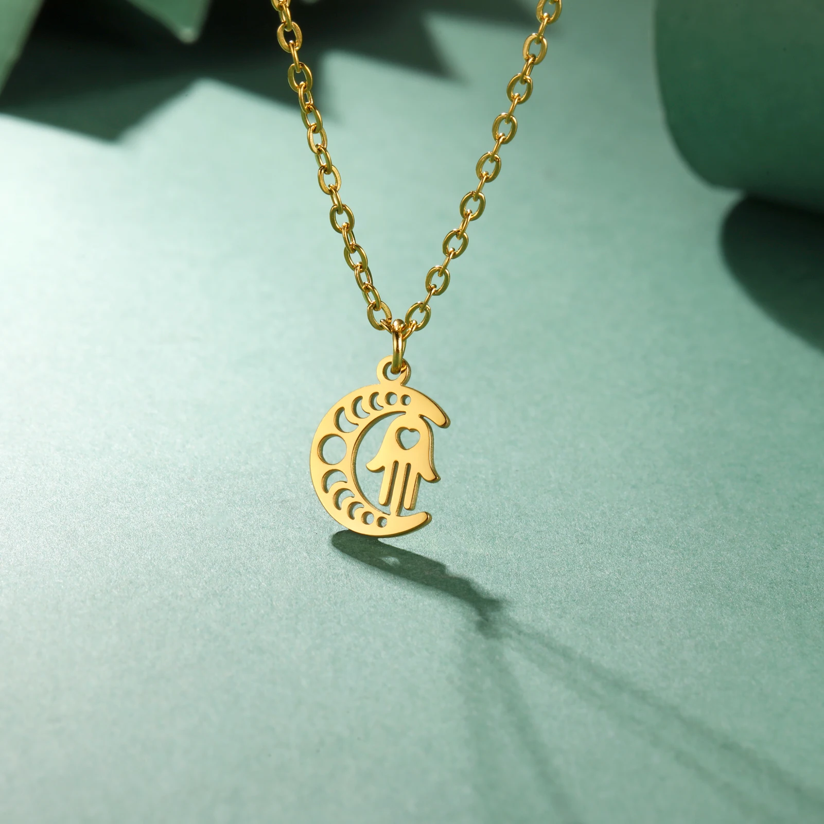 Ожерелье С Подвеской Moon Fatima Из Нержавеющей Стали Исламский Символ Ювелирные