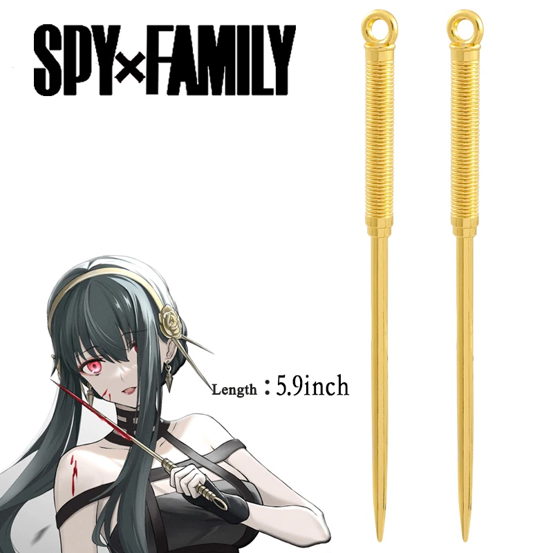 

Anime Spy X Family Yor Forger Cosplay Props A Pair Yor Briar Golden Color Needles Weapons Thorn Princess Role Play Accessories