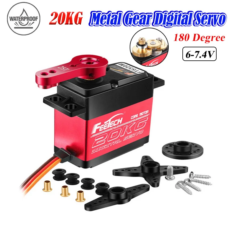 Водонепроницаемый Цифровой Металлический Редуктор 20 кг сервопривод 180 градусов высокий крутящий момент для радиоуправляемой модели автомобиля гусеничный D90 осевой лодка вертолет деталь робота