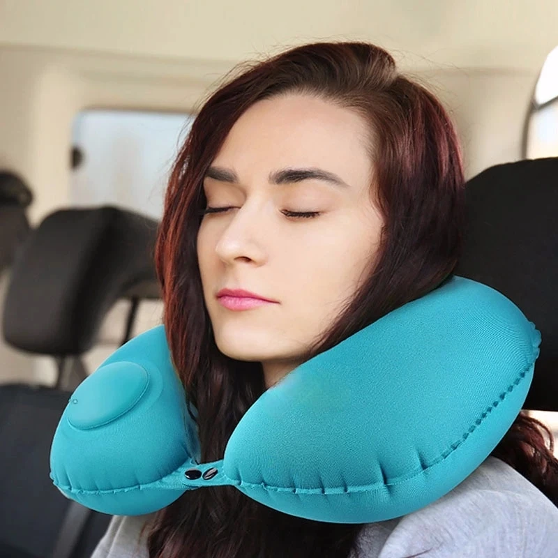 

Travel Pillows Airplanes Inflatable Super Portable Neck Pillow U-Shape Automatic Inflatable Cervical Vertebr Camping Pillows