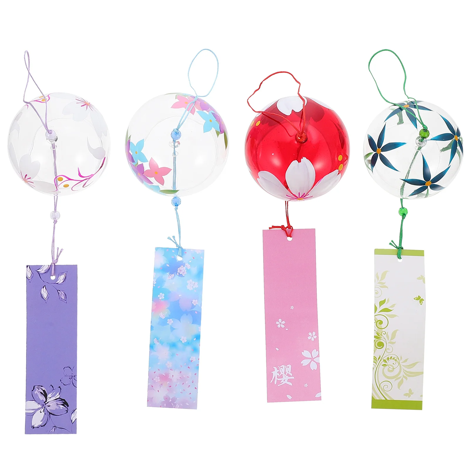

4 Pcs Glass Wind Chimes Garden Bells Hanging Adornos Para Handcrafted Musical Japanese