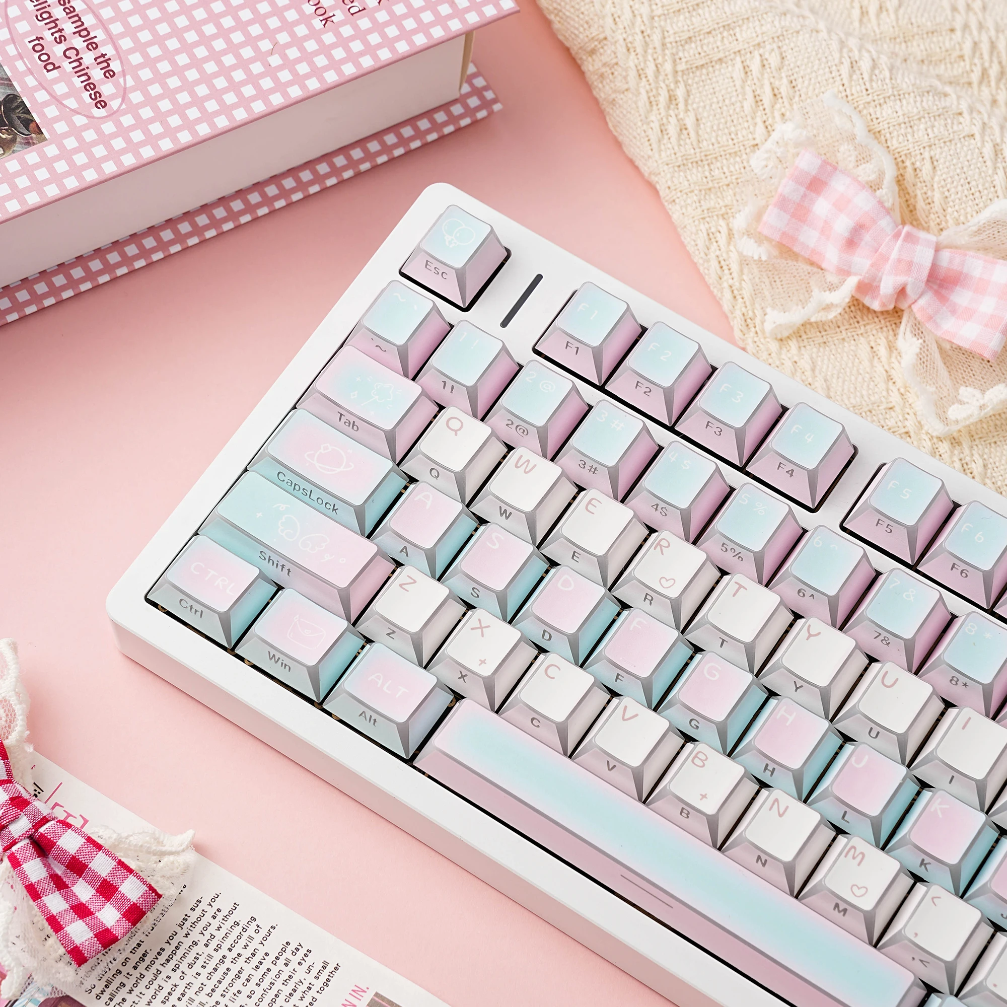 Фото Колпачки для клавиш JCM Cotton Candy, 137 клавиш, с сублимационной печатью, с боковой подсветкой, профиль LAS, испанский, арабский, французский, немецкий, русский, для механической клавиатуры №3