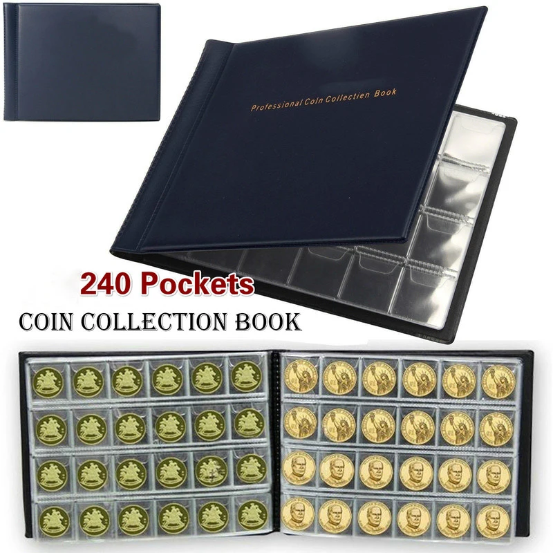   New 240 Pockets 10 Pages Money Book Coin Storage Album For Coins Holder Collection Books High Quality Royal Coin Collection Book 