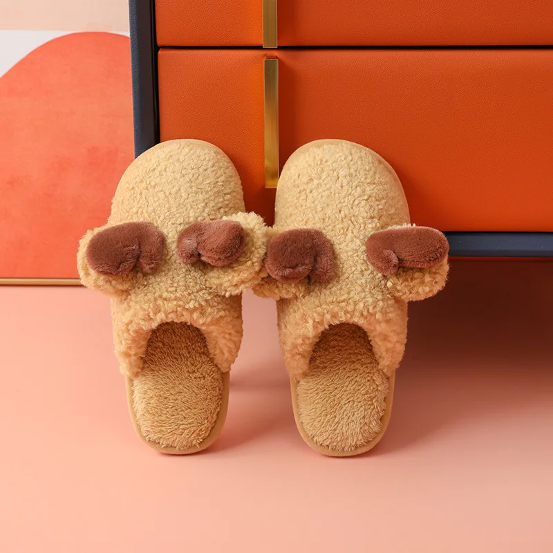 Slippers Winter Wool Slippers Female Couple Non Slip Warm Fur Home Cotton Slippers Women Slippers Breathablen Wear-resistant
