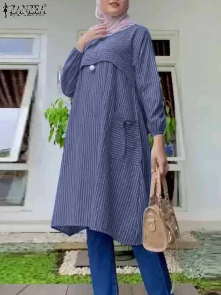 

ZANZEA Bohemian Vintage Robe Maxi Blouse Turkey Abaya Muslim Fashion Long Top Women Summer Work Shirt Femme Blusas Ramadan Mujer