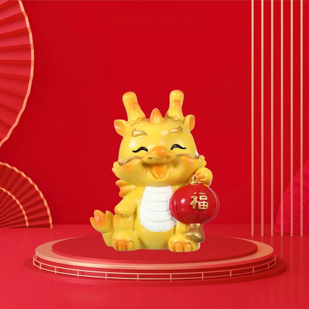 

Lucky Dragon Ornament Vibrant Color Dragon Ornament Fine Workmanship Good Wishes Resin New Year Fortune for Home for Bedroom
