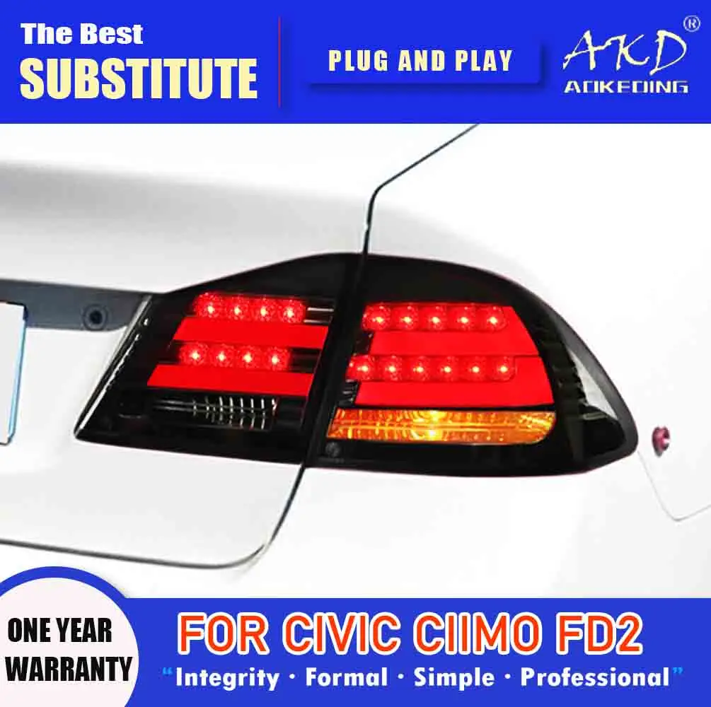 AKD Tail Lamp for Honda Civic LED Tail Light 2012-2014 CIIMO FD2 Rear Fog Brake Turn Signal Automotive Accessories