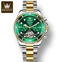 olevs 6605 waterproof business watches for men multifunctional automatic mechanical stainless steel strap men wristwatches