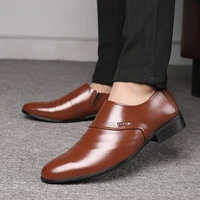 fashion slip on leather pointed toe men dress shoes business wedding oxfords formal shoes for male big size 38 48 black loafers