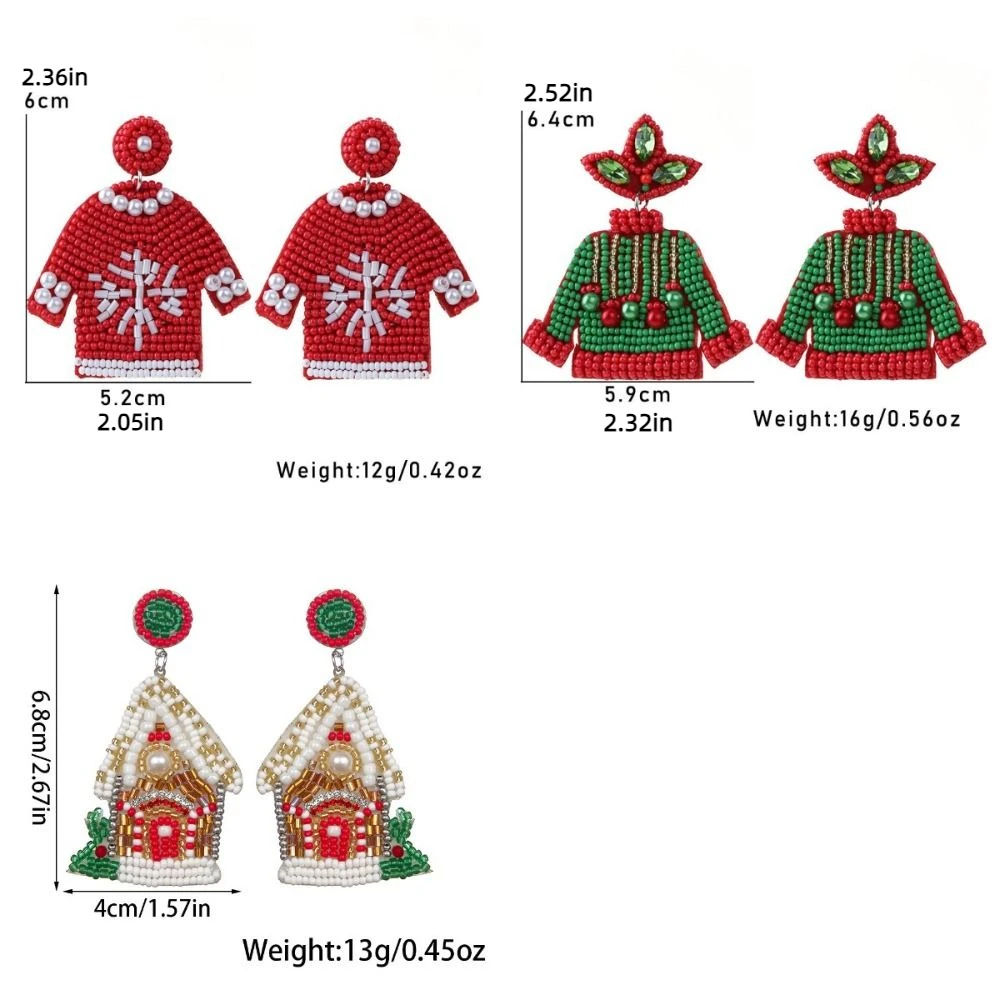 Винтажные рождественские серьги с Рождеством свитер со снежинками расшитые