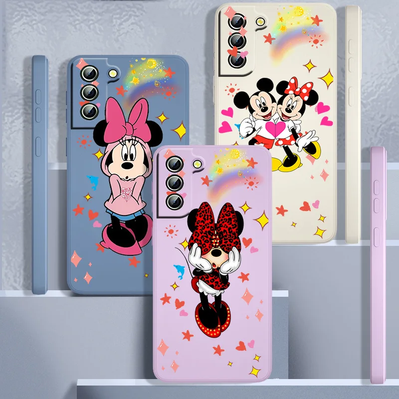 

Cute Minnie Mickey For Samsung Galaxy S22 S21 S20 FE S10 Note 20 10 Ultra Lite Plus Liquid Rope TPU Phone Case Capa