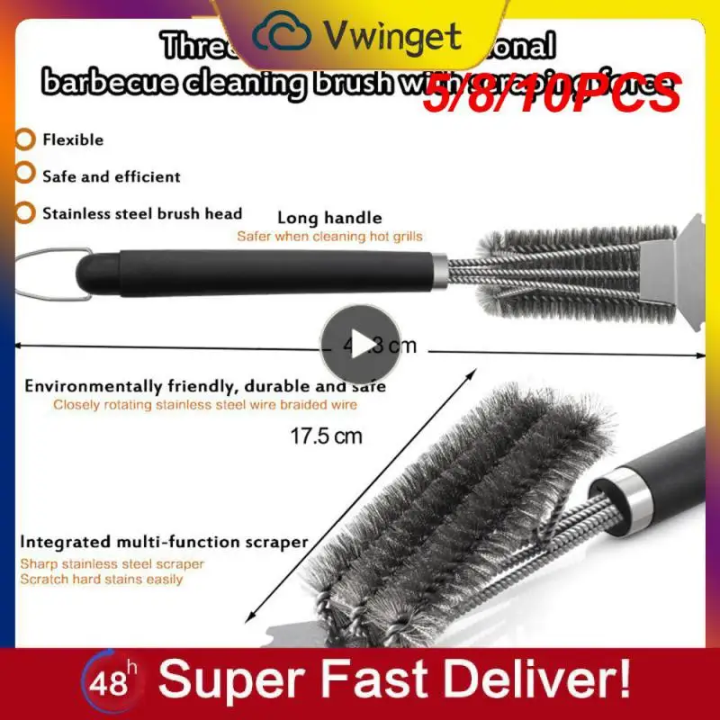

5/8/10PCS Wear-resistant Barbecue Not Easy To Rust Spring Convenient Cleaning Brush Durable Kitchen Simple Stainless Steel