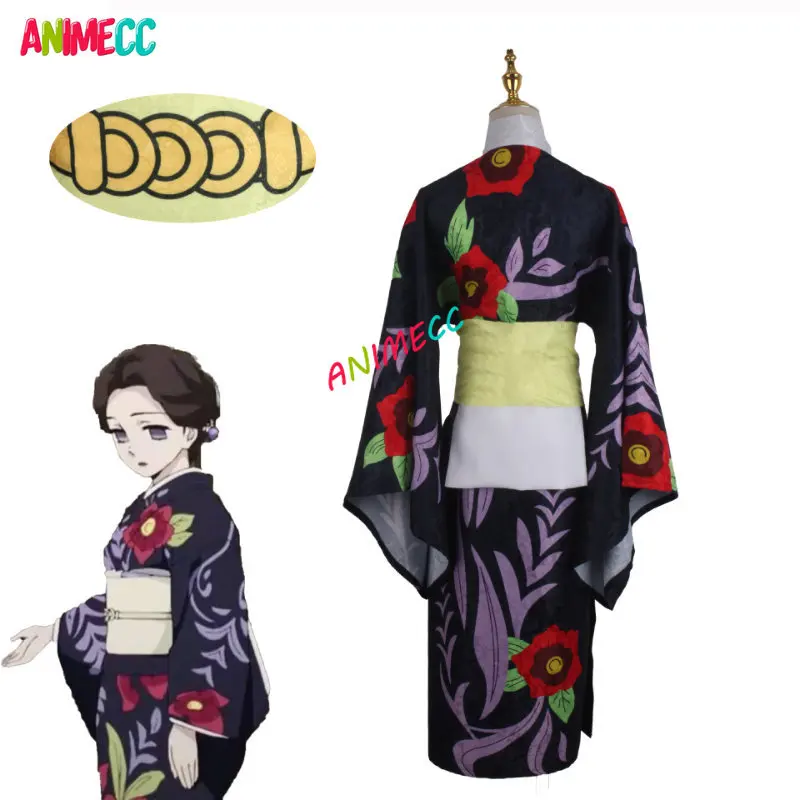 ANIMECC Demon Slayer Kimetsu No Yaiba Cosplay Tamayo Cosplay Costume Wig Kimono Uniforms Suits Dress Halloween for Women Girls images - 6