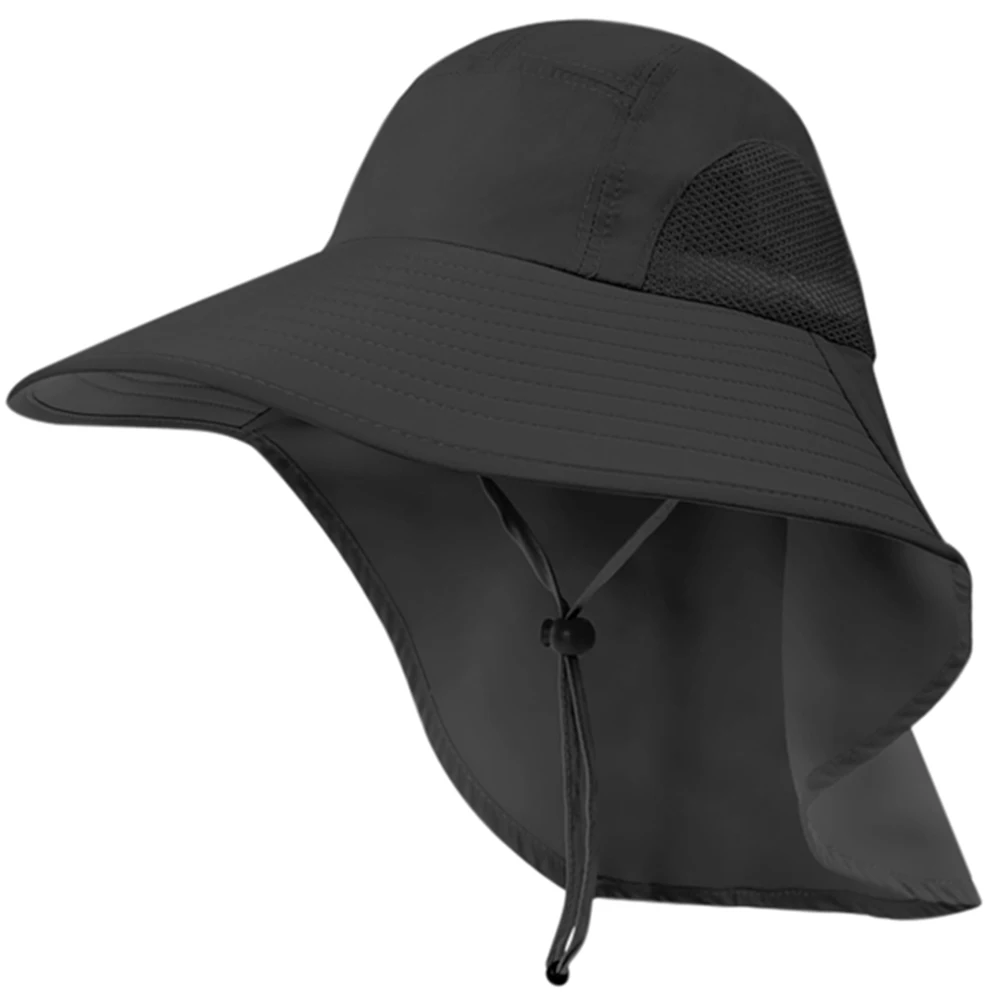 

Durable Adjustable Climbing Solid Hiking Outdoor Fishing Men Women Cycling Breathable Wide Brim Sun Hat With Neck Flap Summer