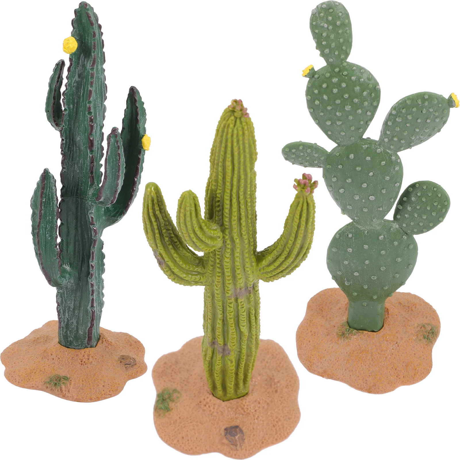 

3 Pcs Craft Cactus Figurines Mini Miniature Animal Decor Tiny Plants Pvc Garden Statues Tabletop Decoration Child Green Car