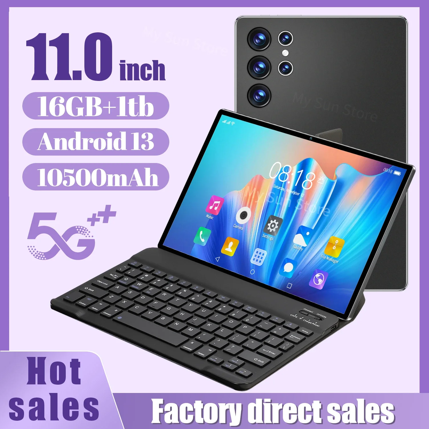 

Tablet PC 10.1inch Android 13.0 16GB RAM, 1TB ROM, Wi-Fi, Google Play, GPS Dual SIM, Calling With Keyboard, Global Edition