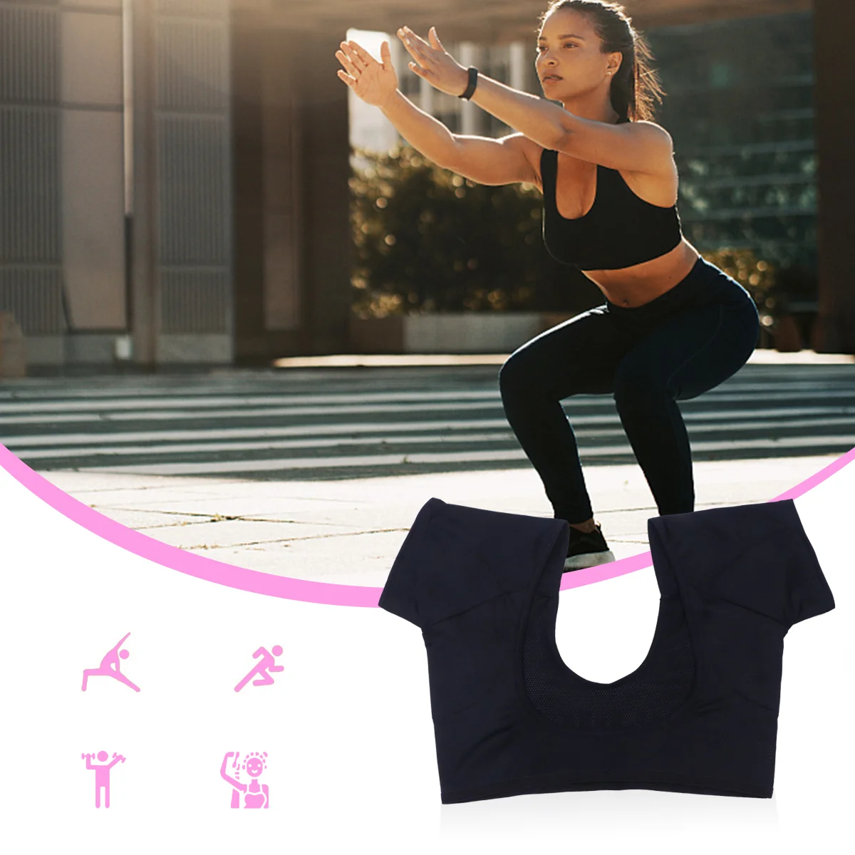 

Underarm Sweat Pad Vest Men Short Sleeve Shirt Comfortable Women 88% Polyester Miss