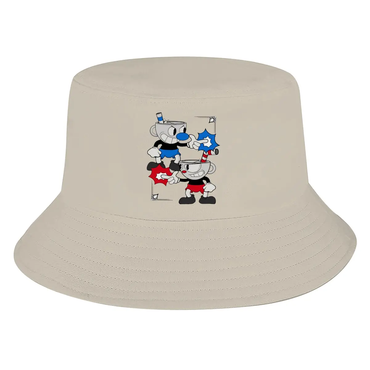 

Blue and Red Design Unisex Bucket Hats Cuphead Ms Chalice Game Hip Hop Fishing Sun Cap Fashion Style Designed