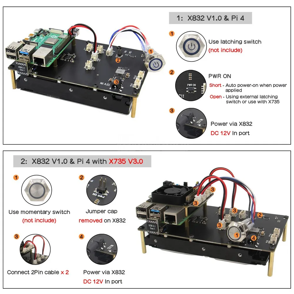 Raspberry Pi X832 V1.0 3 5 &quotSATA Плата расширения для жесткого диска с USB 1 перемычкой только 4