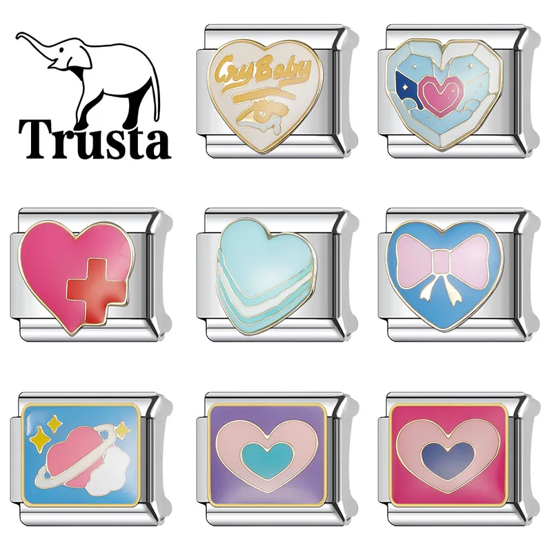 Trusta Модный Романтический Любовь Сердце Набор итальянские звенья очаровательный