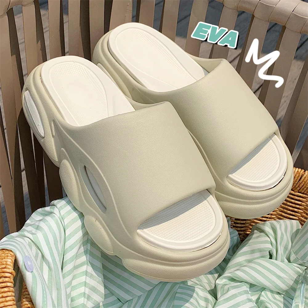 2023 Ins EVA Women Slippers For Couples Summer Outdoor Slippers Man Soft 4cm Thick Sole Sandals Flip Flops