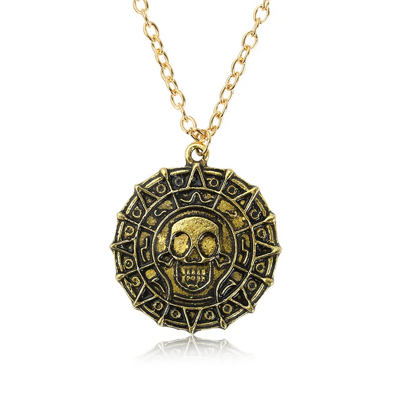 

Pirates of The Caribbean Necklace for Men Vintage Skull Pendant Fine Choker Jewelry Sweater Chain Accessories Fashion Boys Gift