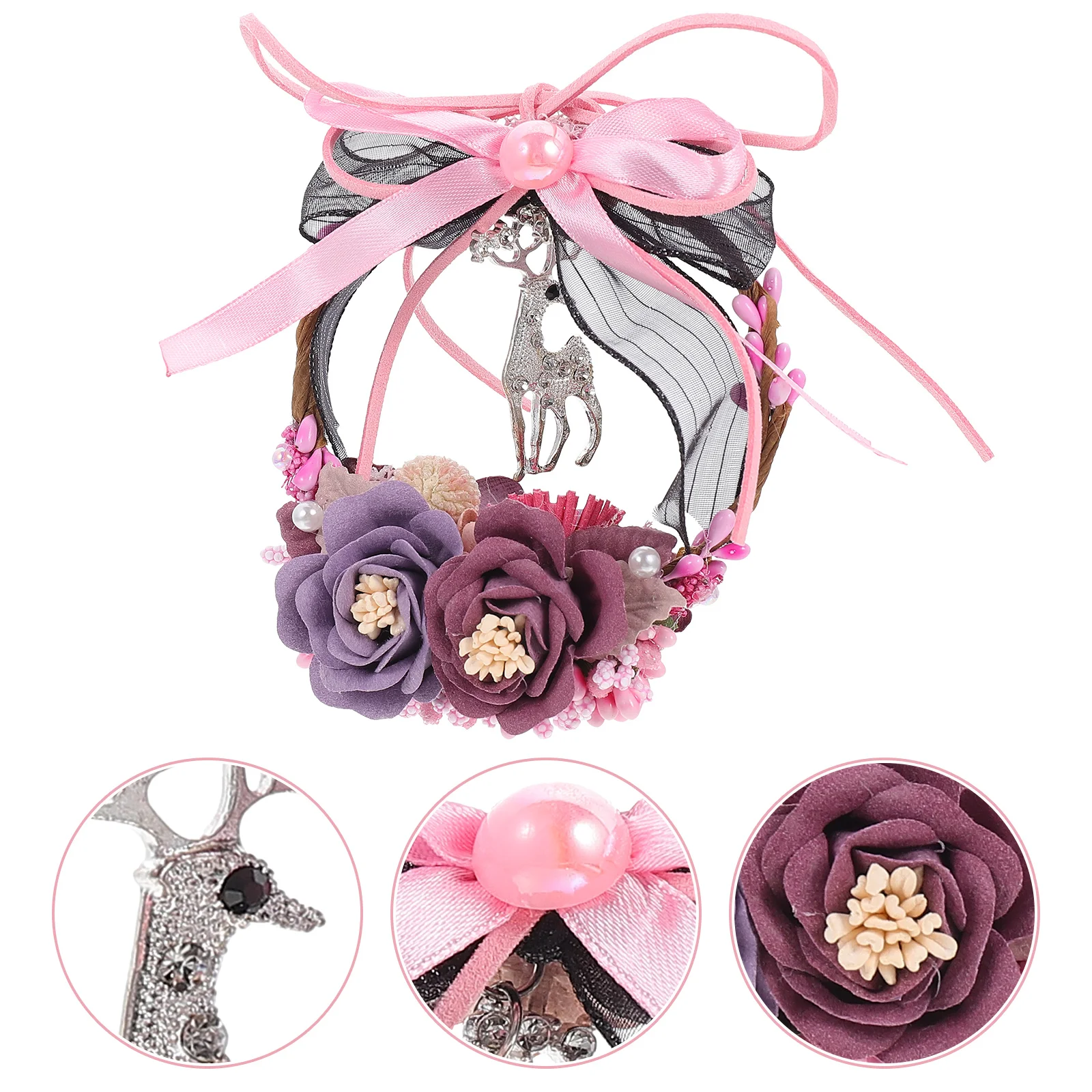 

Wreath Garland Small Christmas Rose Artificial Hanging Flower Door Wreaths Tree Ornament Decoration Car Xmas Front Decor Wall