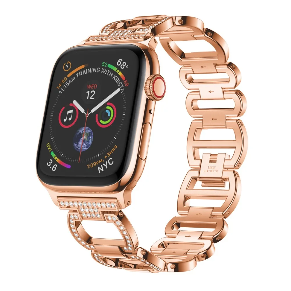 Stainless Steel Strap For Apple Watch Band 45mm 41mm 44mm/40mm Diamond bracelet correa iWatch 7 6 5 4 3 se 42mm/38mm wrist belt