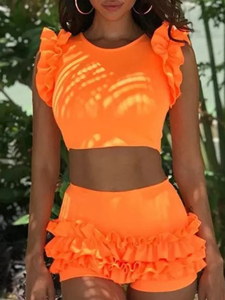 

Summer New Sexy Fashion Ruffled Tankini Set Bikini Swimwear Women Bikini 2022 Woman Swimsuits Women Bikinis Set Swimsuit Summer