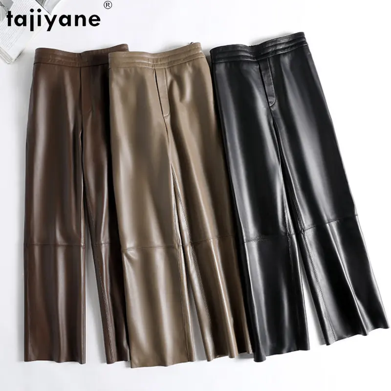 

Tajiyane брюки из натуральной кожи женская одежда женские прямые брюки корейская мода женские брюки SGG1146