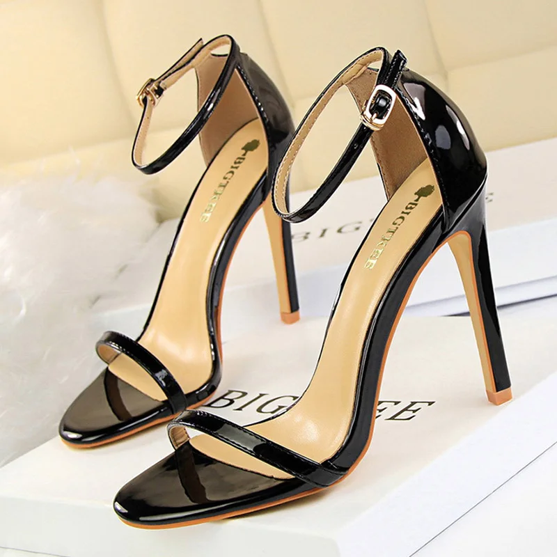 

New Shoes Super High Heels 11cm Women Shoes Patent Leather Woman Pumps Sexy Women Heels Stiletto Open Toe Ladies Shoes 2022