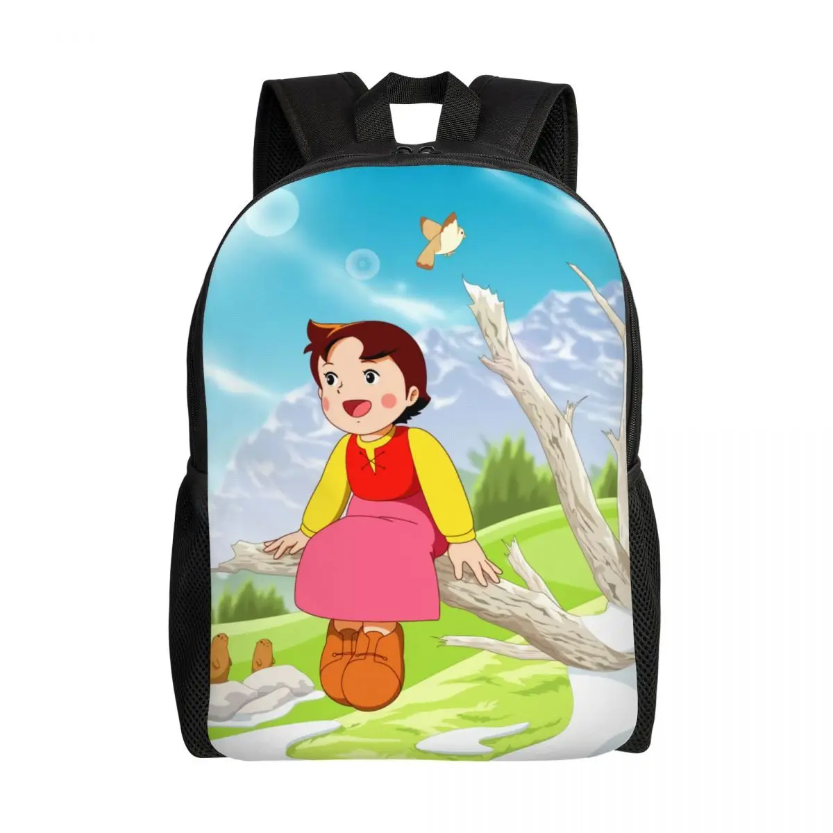 For Women Men College School Student Bookbag 15 Inch Laptop Anime Cartoon Alps Mountain Girl Bags