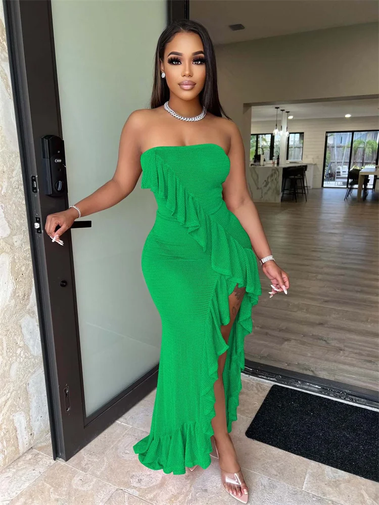 

WJFZQM сексуальные макси платья с оборками для женщин 2022 черное платье с открытыми плечами Асимметричное Платье женское длинное платье с откр...