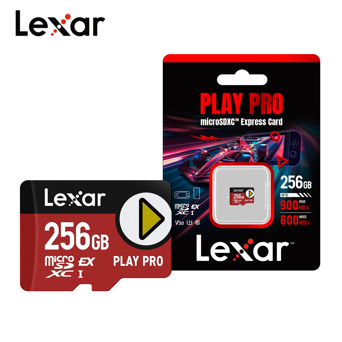 Lexar microSDXC Express Card Play Pro 1 ТБ 512 ГБ 256 V30 U3 C10 Чтение до 900 Мбит/с Цифровое хранилище карт