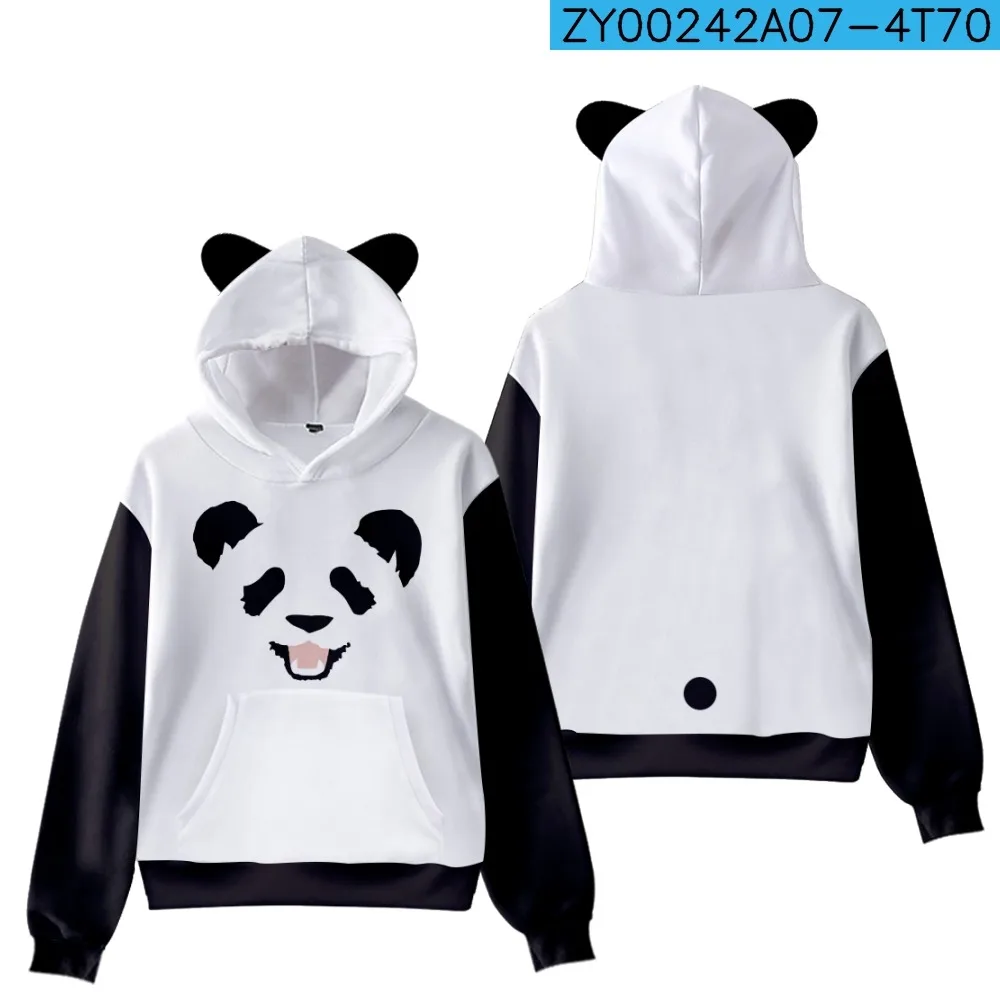 

2023 Women sweatshirt smiling panda Hoodies Y2k Harajuku simple black and white color Sweatshirts matching stitching Women c