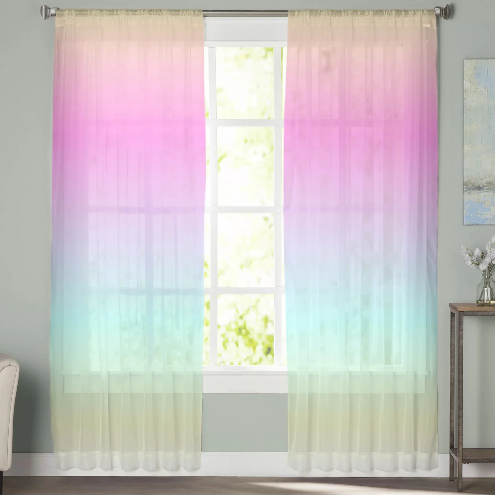 

Pink Blue Purple Yellow Tulle Curtains For Living Room Bedroom Decoration Luxury Voile Valance Sheer Curtains For Kitchen