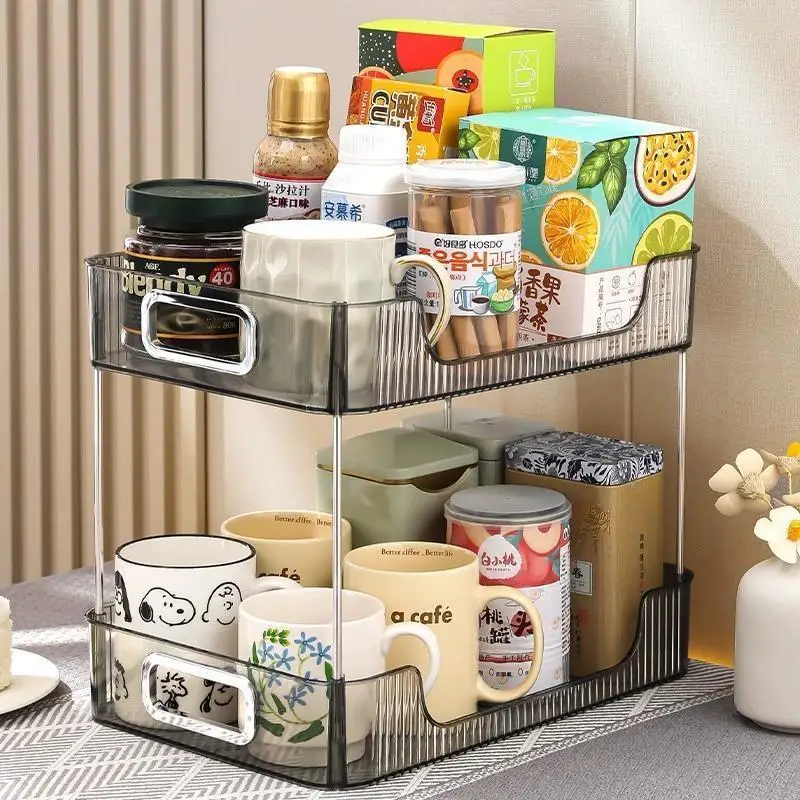 

2 Layer Luxury Kitchen Storage Rack Spice Rack Seasoning Bottle Storage Shelf Spice Organizer Kitchen Counter Sink Organizer