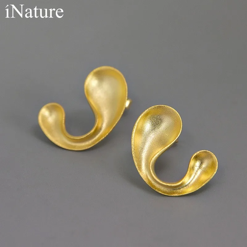 

INATURE 925 Sterling Silver Simple Geometric Attraction Stud Earrings for Women Minimalist Jewelry