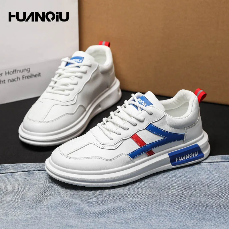 

HUANQIU Sneakers Autumn 2021 new trend sports board running shoes flat bottom low top fashion casual white shoes for men