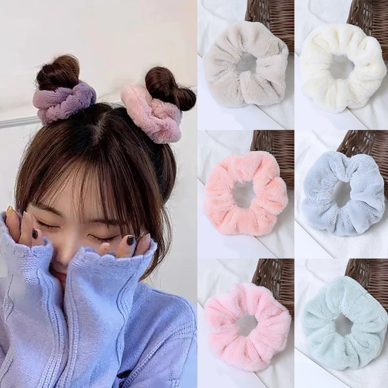 

Soft Faux Fur Hair Scrunchies Plush Ponytail Holder Elastic Rubber Bands For Girls Women Headwear Winter Hair Accessories