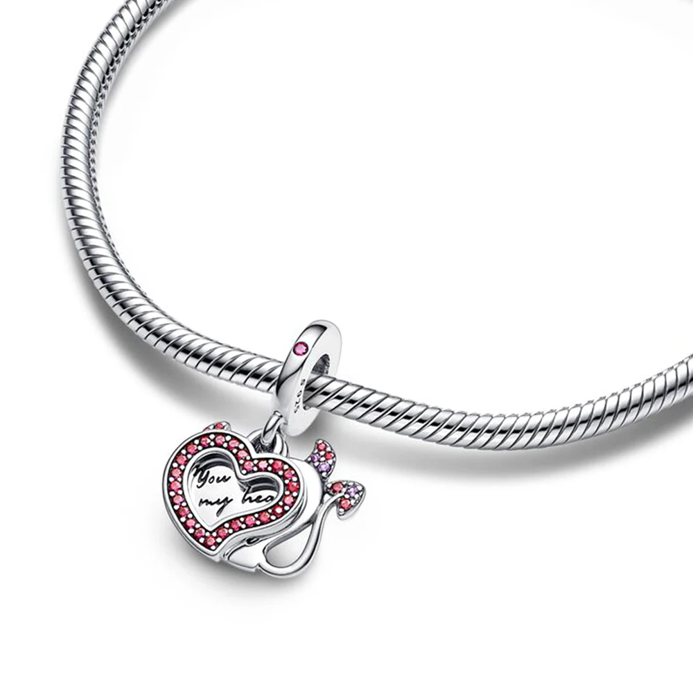 Breloques médaillon coeur en argent 925 pour bracelet Pandora original, perles, fil plus proche, bricolage, accessoires exécutifs, cadeau pour femme