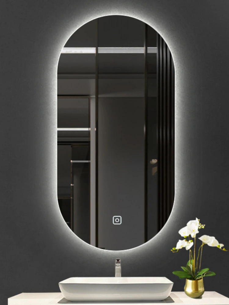 

Современное овальное освещение для зеркала в ванную комнату, умное противотуманное зеркало с длинным переключателем, полноразмерные польз...
