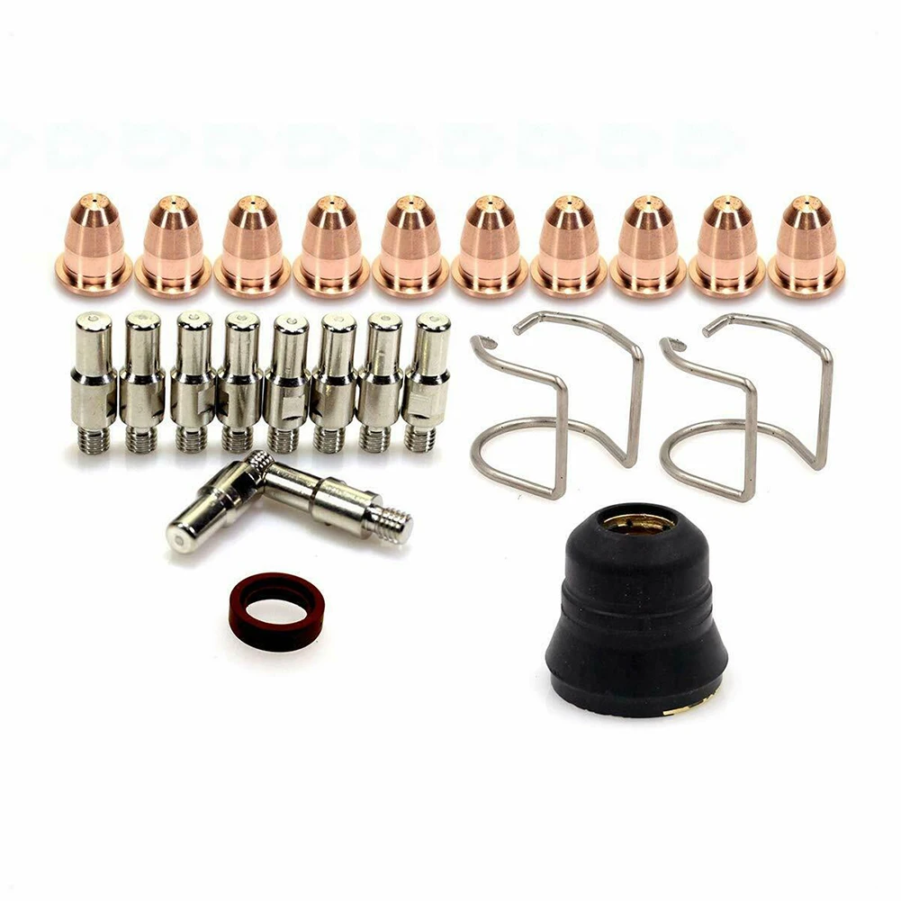 

24Pcs Plasma Cutter Consumables Metal Air Plasma Cutting Cutter Consumables Extended TIP Nozzle Electrode For Chicago Electric
