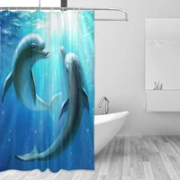 ocean sea love dolphin shower curtain 100 polyester fabric waterproof bath curtain blackout screen home bathroom decorative