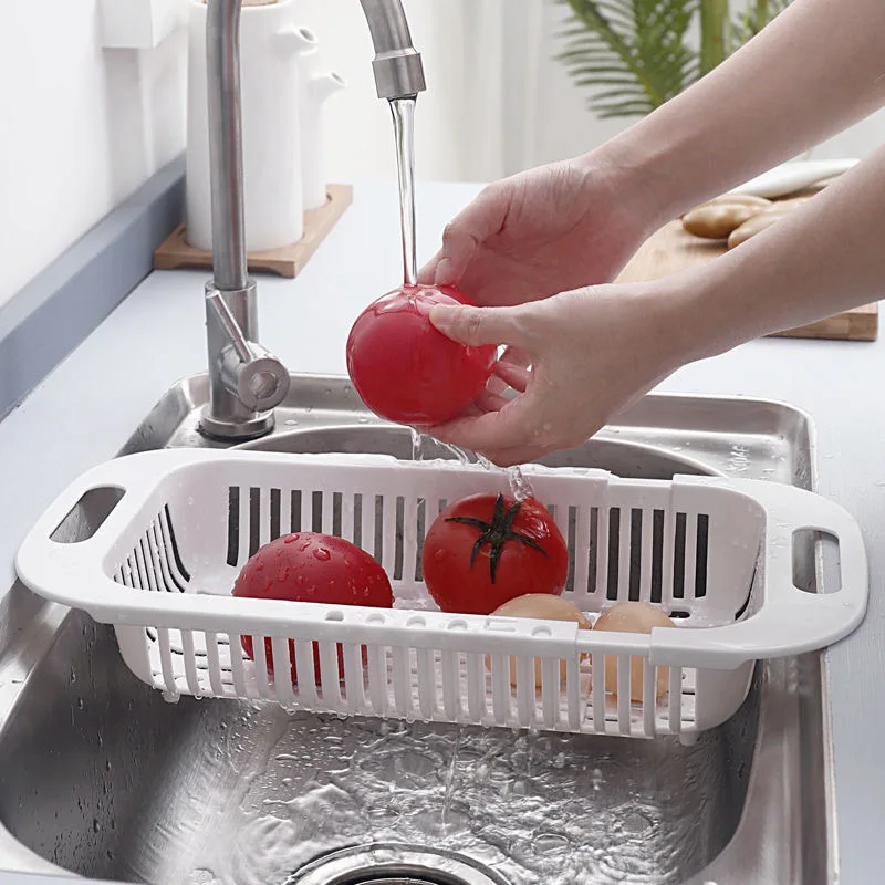 

Kitchen Retractable Sink Drain Basket Plastic Dish Rack Sink Filter Water Basket Fruit Vegetable Basket Kitchen Sink Drain Case
