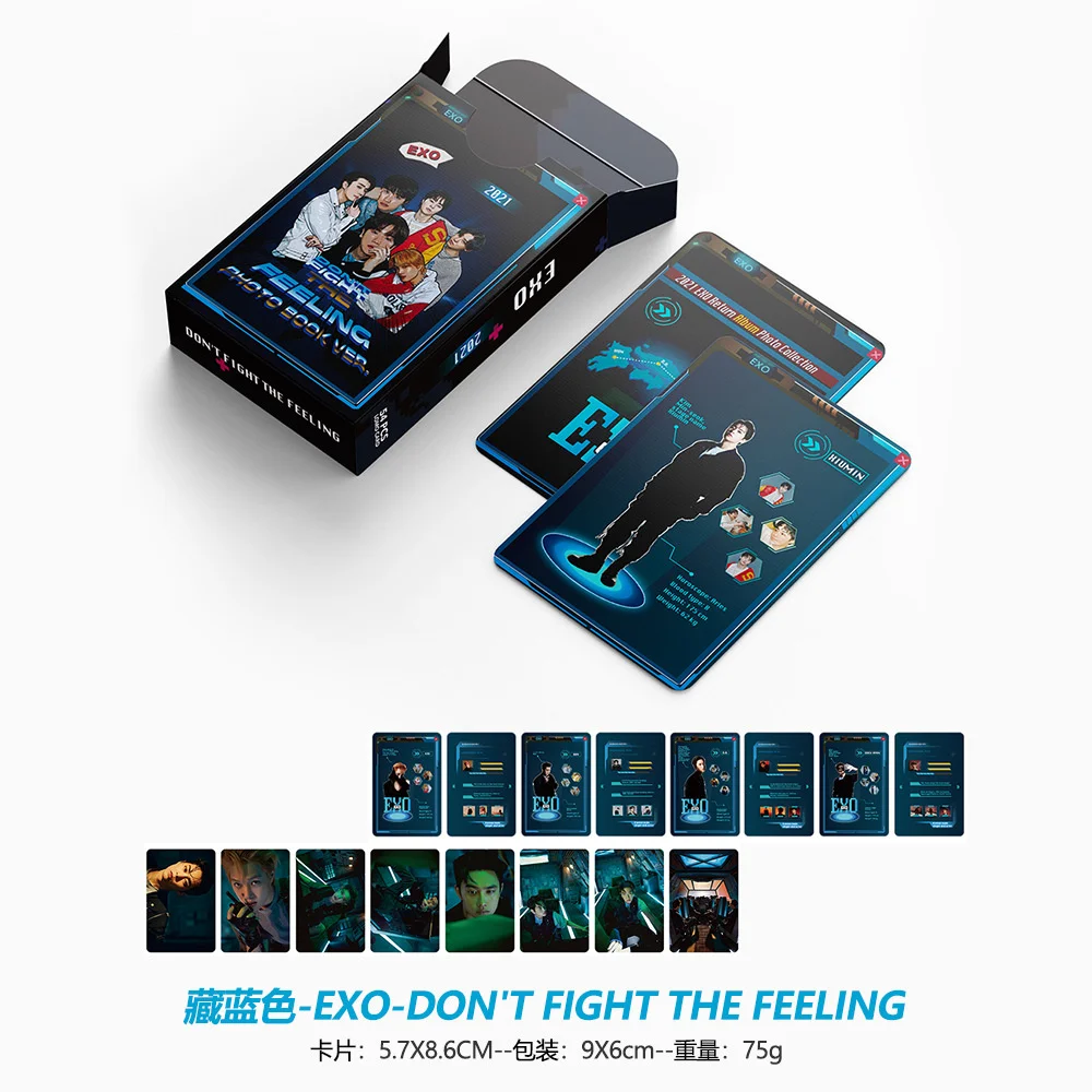 

55/set Kpop New Boys Group EXO Support Card DON'T FIGHT THE FEELING Album LOMO Card High Quality Photo Card Postcard Gifts Felix