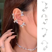 fashion butterfly shaped earrings womens simple no ear holes inlaid zircon snowflake shaped earrings girl jewelry 2022 new